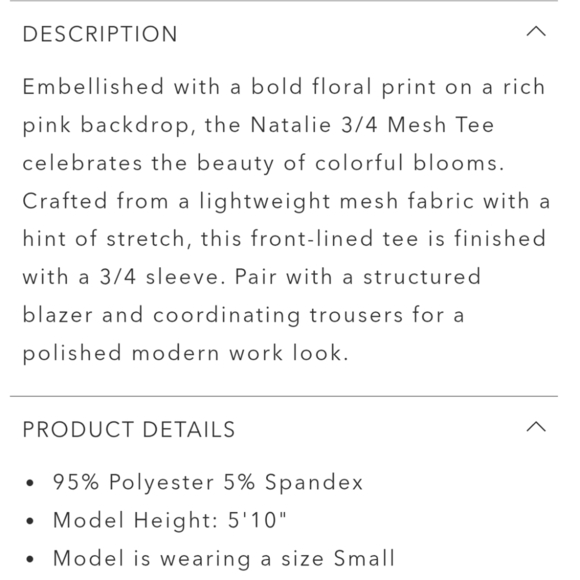 Johnny Was Natalie 3/4 Sleeve Mesh Tee in Sage Pink sz XS​​ - Picture 16 of 16